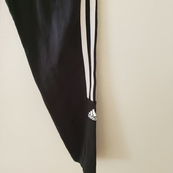 Adidas Logo 3 Stripe Leggings Black & White Size Medium - Picture 4 of 6